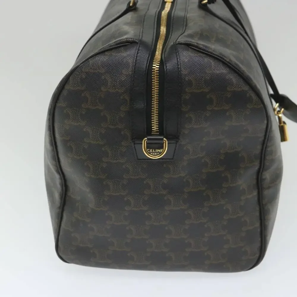CELINE Triomphe Canvas Boston Bag Pvc Leather Black